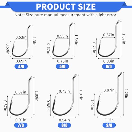 Octopus Fishing Hooks-120pcs Sport Circle Hooks Octopus Beak Offset Fishing Hooks Black High Carbon Steel Fishing Jig Hooks Barbed Fishhook for Saltwater Bass Trout Size8#-9/0 - size: 120pcs-2/0