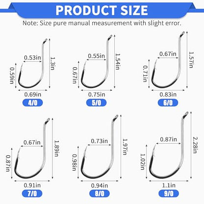 Octopus Fishing Hooks-120pcs Sport Circle Hooks Octopus Beak Offset Fishing Hooks Black High Carbon Steel Fishing Jig Hooks Barbed Fishhook for Saltwater Bass Trout Size8#-9/0 - size: 120pcs-7/0