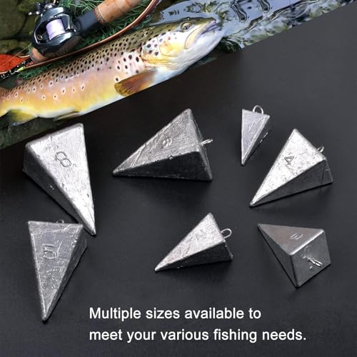 SIWIRIOM Pyramid Sinkers for Surf & Saltwater 6 Pack Fishing Weights Lead Sinkers with Slider Universal Connectors, Fishing Weights Assortment Kits Fishing Gear Tackle 1oz 2oz 3oz - size: Mixed-6pcs(1oz-2pcs + 2oz-2pcs + 3oz-2pcs)