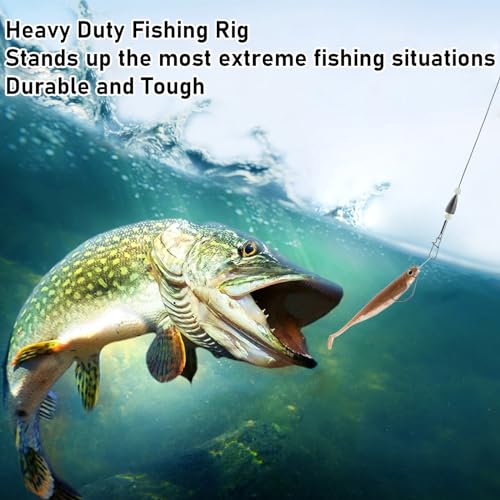 Dr.Fish 15 Pack Carolina Ready Rigs 10'' for Bass Fishing, Freshwater Fishing Wire Leader Line Pre-Rigged Bullet Sinker Swivels - color: Lead Weights, size: 3/4oz-15 Pack