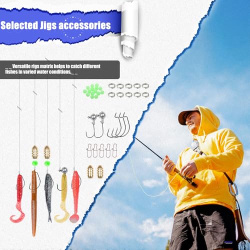 EXAURAFELIS Fishing Lures Tackle Kit, Mixed Hard & Soft Baits Metal Spoons Fishing Accessories for Bass Trout Pike Freshwater Saltwater Fishing - color: 84pcs