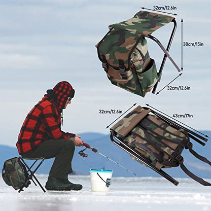 Dr.Fish Ice Fishing Rod and Reel Combo, Ice Fishing Pole Gear Spinning Reel Equipment Set Backpack Chair Jigs Lures Accessories - color: 24'' Ice Fishing Kit with Backpack Seat