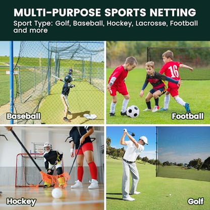 Golf Net for Hitting Practice, 10Ft to 50Ft Golf Ball Netting with 33Ft Hanging Nylon Rope,Also Use as Baseball, Hockey, Soccer, LAX Sport Net,Indoor and Outdoor. - size: 15x15 feet