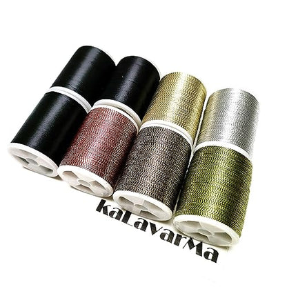 (8pcs*240yd) Kalavarma Rod Wrapping Thread for Fishing Rod Wrapping Thread Rod Building Repair - style: Metallic klm022