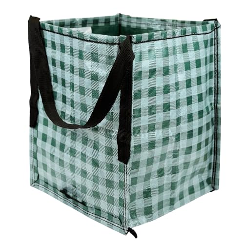 DURASACK Heavy Duty Storage Tote Bag 22-Gallon, Gingham Green | Rugged Woven Polypropylene Moving Bag, Reusable Self-Standing Design, Holds up to 500 Pounds - color: Gingham Green, size: Single