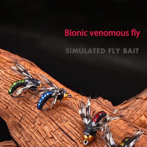 Fly Fishing Lures Kit Fishing Fly,Fly Fishing Kit Fly Fishing Lures,Handmade Lures Assortment Kit Artificial Bait Hooks for Bass Trout Salmon Fishing,Suitable for Freshwater and Saltwater - size: Bionic venomous fly