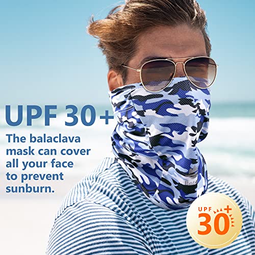 Balaclava Ski Mask, Sun UV Protection Breathable Full Head Face Mask for Men Women Skiing Cycling - color: Camo Blue