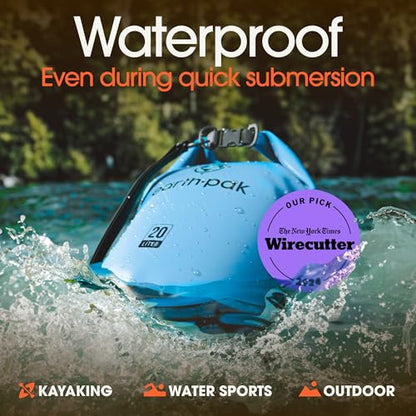Earth Pak Waterproof Dry Bag - Roll Top Waterproof Backpack Sack Keeps Gear Dry for Kayak with Waterproof Phone Case - color: Light Blue, size: 20L