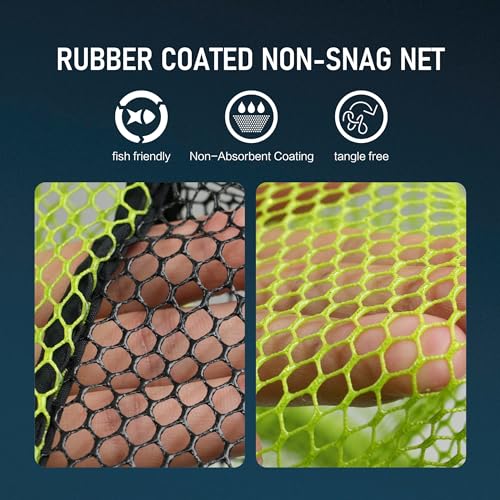 Black Paw Long Fishing Net Large Folding Landing Net with Robust Telescopic Handle for Freshwater and Saltwater, Extend to 45-64 Inch