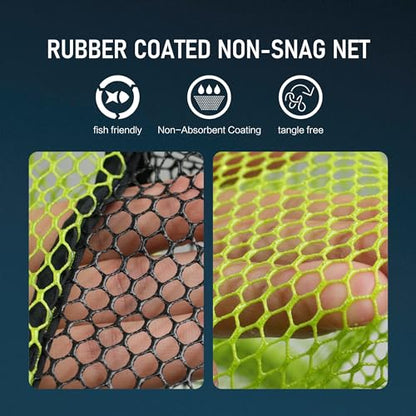 Black Paw Long Fishing Net Large Folding Landing Net with Robust Telescopic Handle for Freshwater and Saltwater, Extend to 45-64 Inch