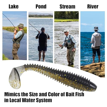 Paddle Tail Swimbaits, 2.5 inch/3inch Soft Lures Fishing Trout Crappie Bass for Freshwater and Saltwater 75PCS/60PCS - color: Black Crystal Translucent, size: 2.5 inch, 75 PCs