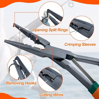 SPEEDWOX Fishing Pliers Hook Remover - Saltwater Gear With Line Cutter, Crimping Tool, Clippers, Pistol Grip Split Ring - style: 7PCS