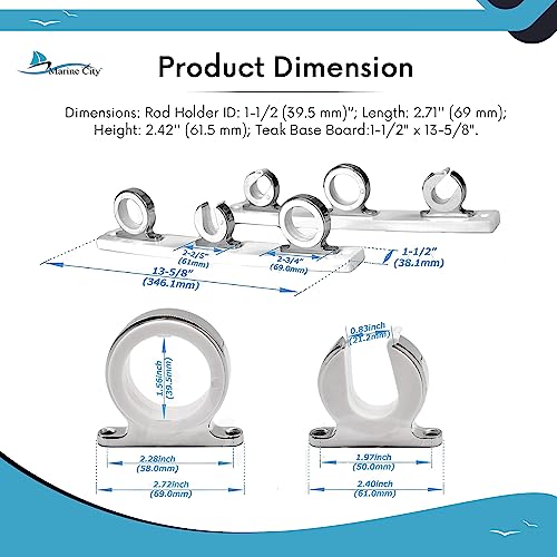 MARINE CITY Fishing Rod Storage Hanger Rack, 3-Rod Reel with Teak Base, Length 2.71 Inches for Boats Yachts Cars & Marine Use - color: 3 Rod (Teak Base)