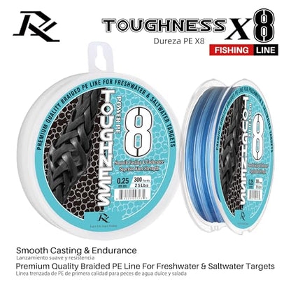 Ray Fishing Toughness 8 Strands Braided Fishing Line | Cast Further & Lasts Longer, Greater Abrasion Resistance, Strong Knot Strength, Smaller Diameter, Fresh and Salty - color: Blue Camo, size: 0.25mm-25Lbs