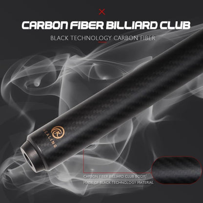 58" Carbon Fiber Pool Cue with 12.4mm Tip - Includes Premium Case & Glove for Amateur & Professional Players (Black-2)