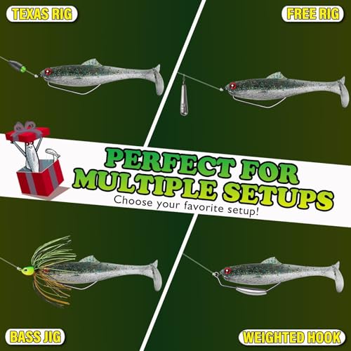 LUCKYFISHING Paddle Tail Swimbaits Soft Plastic Swimbaits Soft Baits for Bass Fishing Trout Crappie Walleye Freshwater Saltwater 10/16/20 PCS Soft Plastic Baits 4/3.5/3/2.5 Inch - color: Black, size: 3 inch-16pcs