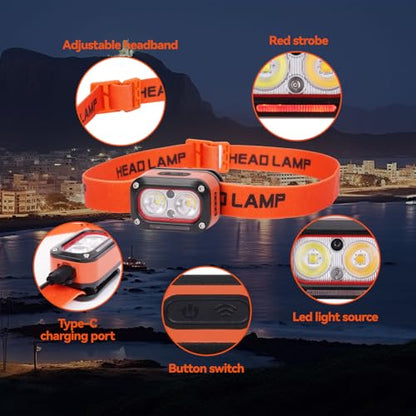 RAWILL Fishing Kit, 4 Mode LED Headlamp Rechargeable, Filleting Knife, Fishing Pliers with Lanyards, Gripper, As A Gift For Angler