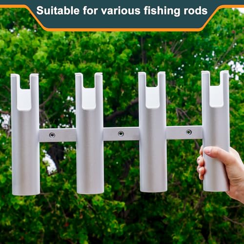 Aluminum Fishing Boat Rod Holder, 3/4 Link Tube Rod Rack, Marine Grade Aluminum Rod Mount for Boats & Yachts, Silver - color: Silver 4 Tube White inner