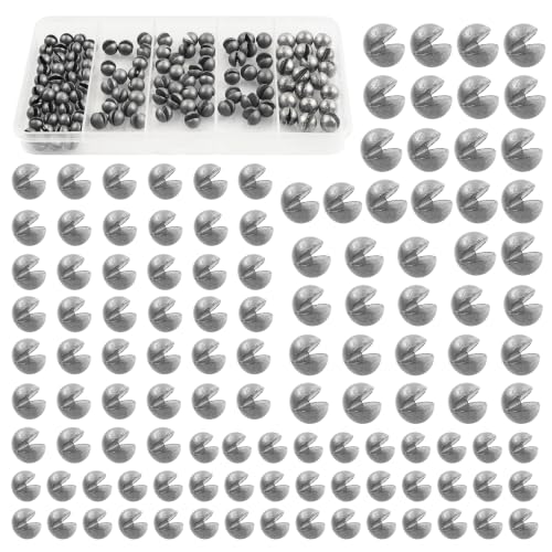 Split Shot Fishing Weights, 120pcs Fishing Weights Sinkers Assortment Removable Split Shot Sinkers Round Reusable Clip On Weights Freshwater Saltwater - color: Round-120pcs