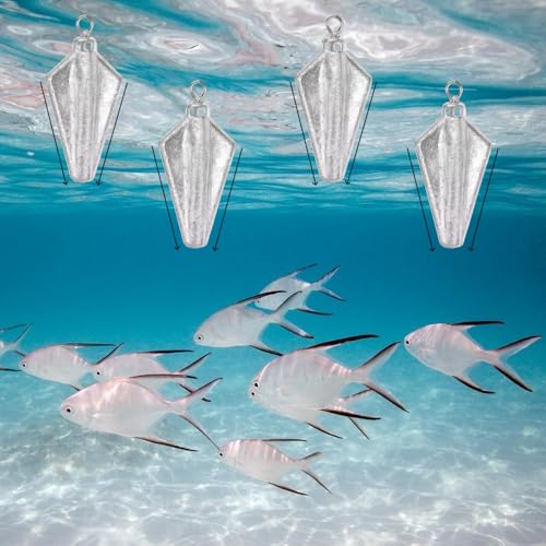 10pcs Fishing Weights Sinkers, Bank Fishing Sinkers Four Corner Catfishing Sinkers Saltwater Surf Fishing Weights Lead Sinkers Torpedo Weights Pyramid Sinkers-20G-50G
