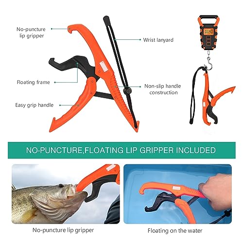 50Kg/10g Waterproof Digital Fishing Scale with Fish Grip Ruler for Luggage, Travel & Construction Site Weighing - color: A2