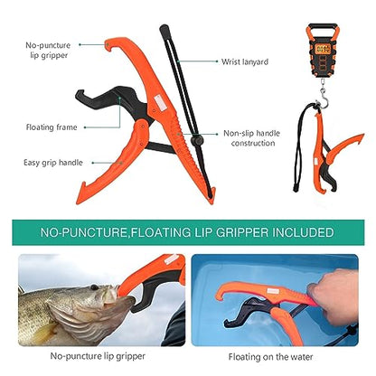 50Kg/10g Waterproof Digital Fishing Scale with Fish Grip Ruler for Luggage, Travel & Construction Site Weighing - color: A2