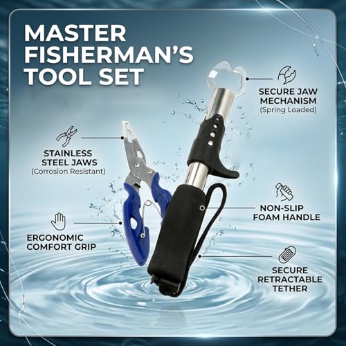 Multipurpose Pliers, Fish Gripper, 1PCS Fishing Tool Kit Aluminum Split Ring Opener with Tungsten Carbide Braid Cutters, Anti-Corrosion Saltwater Tackle Gear Includes Sheath