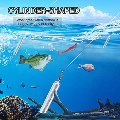 Atibin Drop Shot Fishing Weight Sinker Freshwater Casting Fishing Weights Lead Saltwater Shot Drop Rig Weights Cylinder Skinny - size: Size3 (1/4oz.) 25 pcs