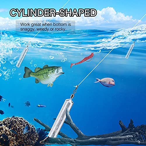 Atibin Drop Shot Fishing Weight Sinker Freshwater Casting Fishing Weights Lead Saltwater Shot Drop Rig Weights Cylinder Skinny - size: Size6 (3/4oz.) 25 pcs