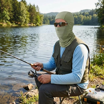 Balaclava Face Mask Sun UV Protection, Summer Cooling Breathable Full Face Mask for Motorcycle Skiing Cycling Fishing - color: Army Green