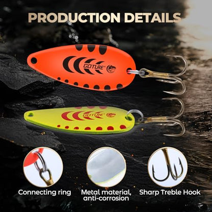 Goture Trout Lures Fishing Spinners, Hard Metal Spinner Baits for Freshwater and Saltwater, Spinner Lures Spoon Blade Fishing Lures Kit for Bass Trout Salmon Pike Walleye Crappie, Gifts for Men - color: A1:67pcs Fishing Lures Kit