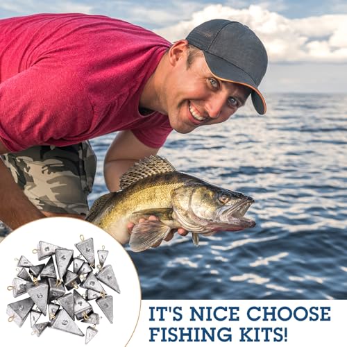 Zhanmai 27 Pieces Pyramid Fishing Weights Sinkers Triangle Rig Pyramid Sinkers for Ocean Saltwater Surf Bass Catfish Fishing Weights Casting Gear Tackle Essential - size: 1oz, 3oz, 4oz, 6oz