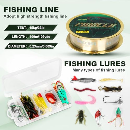 Fishing Pole and Reel Combo - 2PCS Carbon Fiber Telescopic Rods Spinning Reels Saltwater/Freshwater Kit with Lures, Line and Carrier Bag, Travel Fishing Gear for Adults - color: Gold, size: 2.4M/7.89FT