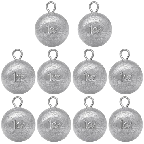 Round Fishing Sinkers 10/5pcs Cannonball Lead Weights | Assorted Sizes Egg Sinkers Saltwater Freshwater 1oz to 4oz - size: 1oz-10pcs