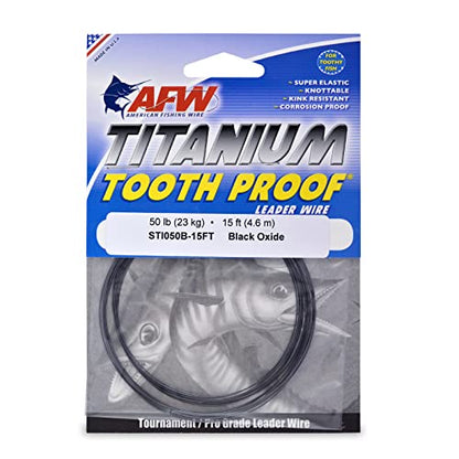 AFW Titanium Tooth Proof, Single Strand Leader Wire - size: 50 lb / .019"