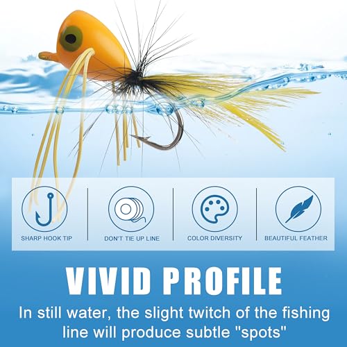 Fly Fishing Lures Poppers Flies Panfish Bluegill Bass Flies Bugs Lures Dry Flies Wet Flies Popper Lures 12/15pcs - color: red-12pcs