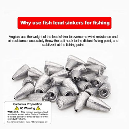 Fishing Weight Sinkers, 50pcs/55pcs Lead Worm Weights Fishing Sinkers for Bass Fishing Texas Rigs(2g/3.5g/5g/7g) - color: 3.5g/0.12oz-50pcs