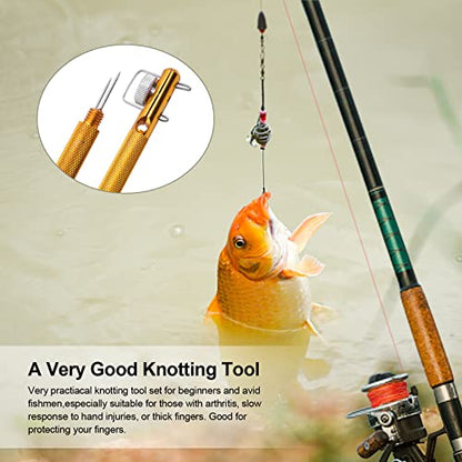 Realure 6 Pcs Fish Hook Line Quick Fishing Knot Tying Tool Kit with Disgorgers, Tie Fast Metal Fishing Line Tieing Tool, Portable Tying Knotting Tool for Fly Fishing Sea Fishing Casting Fishing