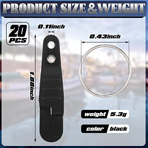 Honoson 20 Pieces Heavy Tension Snap Release Clips Padded Trolling Clips with Key Ring for Weight Planer Board Offshore Kites Downrigger Fishing - color: Black