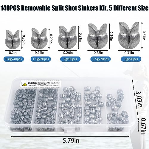 Fishing Weights Split Shot Fishing Weights Round Removable Split Shot Sinkers Clip On Egg Weight Fishing Line Weight Fly Fishing Freshwater Fishing Weights Sinkers Assortment