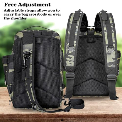 Fishing Tackle Backpack, Portable Fishing Tackle Storage Bag, Multifuction Large-Capacity Sling Bag, Fishing Gear Bags, (Dark Night Camouflage) - color: A-Dark Night Camouflage