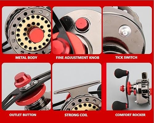 Ice Fishing Rod and Reel Combo Ice Fishing Gear for Freshwater Saltwater - style: Round Wheel Reel Comb