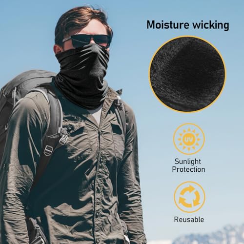TICONN Neck Gaiter Face Cover Scarf, Neck Warmer Breathable Sun & Wind-proof for Skiing Fishing Hiking Cycling - color: Heather Black-4pk, style: Quick Dry