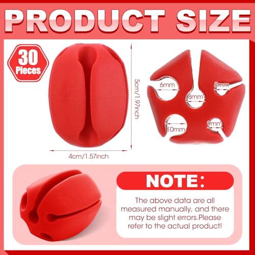 30 Pieces Silicone Fishing Rod Holder Straps Portable Fishing Rod Fixed Ball Rubber 5 Hole Lightweight Tackle Ball for Fish Enthusiasts Portable Fixed Straps Rubber - color: Red