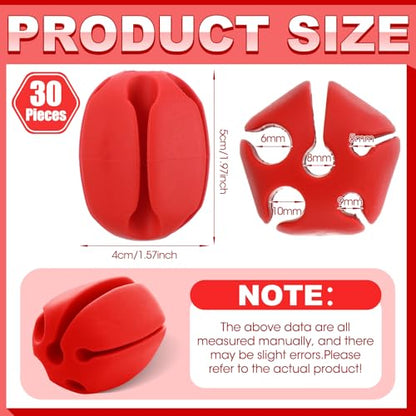 30 Pieces Silicone Fishing Rod Holder Straps Portable Fishing Rod Fixed Ball Rubber 5 Hole Lightweight Tackle Ball for Fish Enthusiasts Portable Fixed Straps Rubber - color: Red