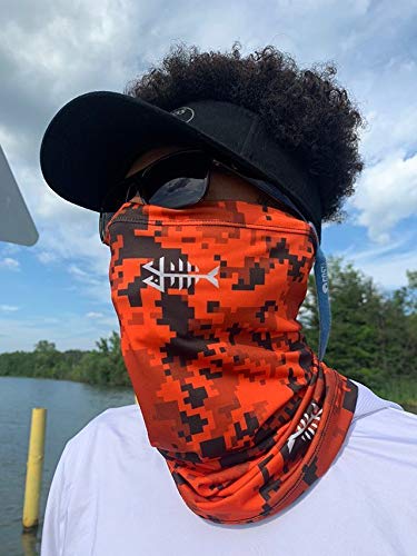 BASSDASH UPF 50+ UV Sun Protection Neck Gaiter Fishing Mask Hunting Kayaking Hiking Cycling Ski Sports - color: Fire Camo