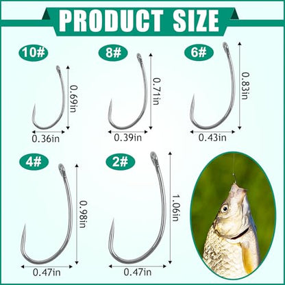Barbless Fishing Hooks Curve Shank Carp Trout Circle Hooks Crank Fly Tying Hooks Carp Leader Hair Bait Rigs Fishing Accessoires for Freshwater Saltwater - size: 270pcs Kit-Mixed 5 Sizes