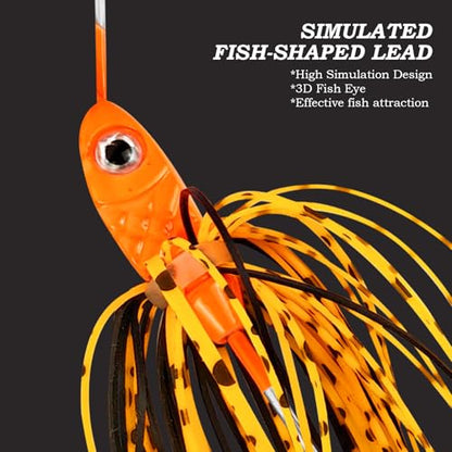 Bass Spinner Baits Fishing Lures | Spinner Baits for Bass Fishing Hard Metal Buzzbait jigs with Skirt for bass pike trout salmon Lures Spinnerbait Swimbait