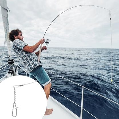 Threlaco 6 Pcs Trolling Bumper for Trolling Flashers Dodgers Fishing Leader Saltwater Leader Line Bottom Rigs Clear Nylon Surf Fishing Steel Tackle Rigs with Swivel Snaps Beads - size: 12 Inch