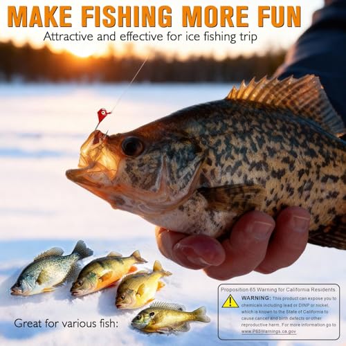 Dovesun Ice Fishing Jigs Kit Glow in The Dark Fishing Gear Lures 35 Pcs Ice Jig Head with Tackle Box for Panfish Walleye Crappie Perch Bluegil Trout